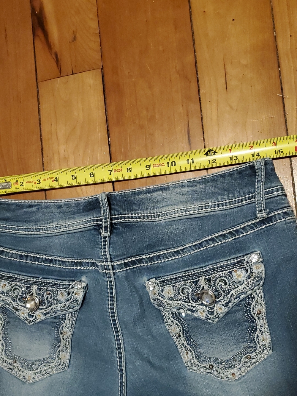 Apt. 9  Beautifully Embelished Women's Light Blue Flare Jeans - Picture 3 of 15